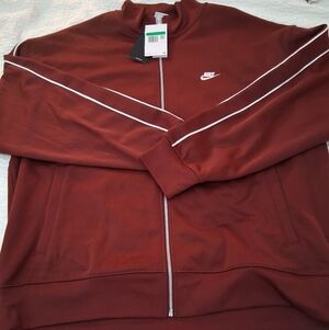 Nike Men's Burgundy Zip-Up Oversized Knit Jacket